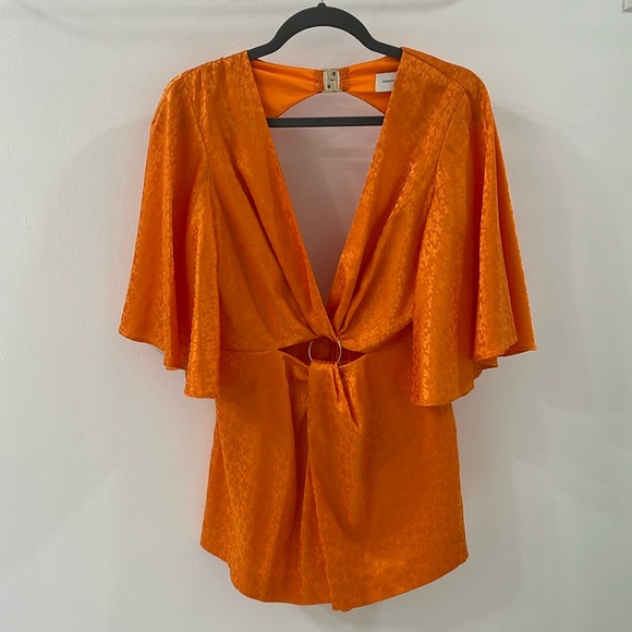 Significant Other Isabel Orange Floral Jacquard Cut-Out Romper - Picture 2 of 5